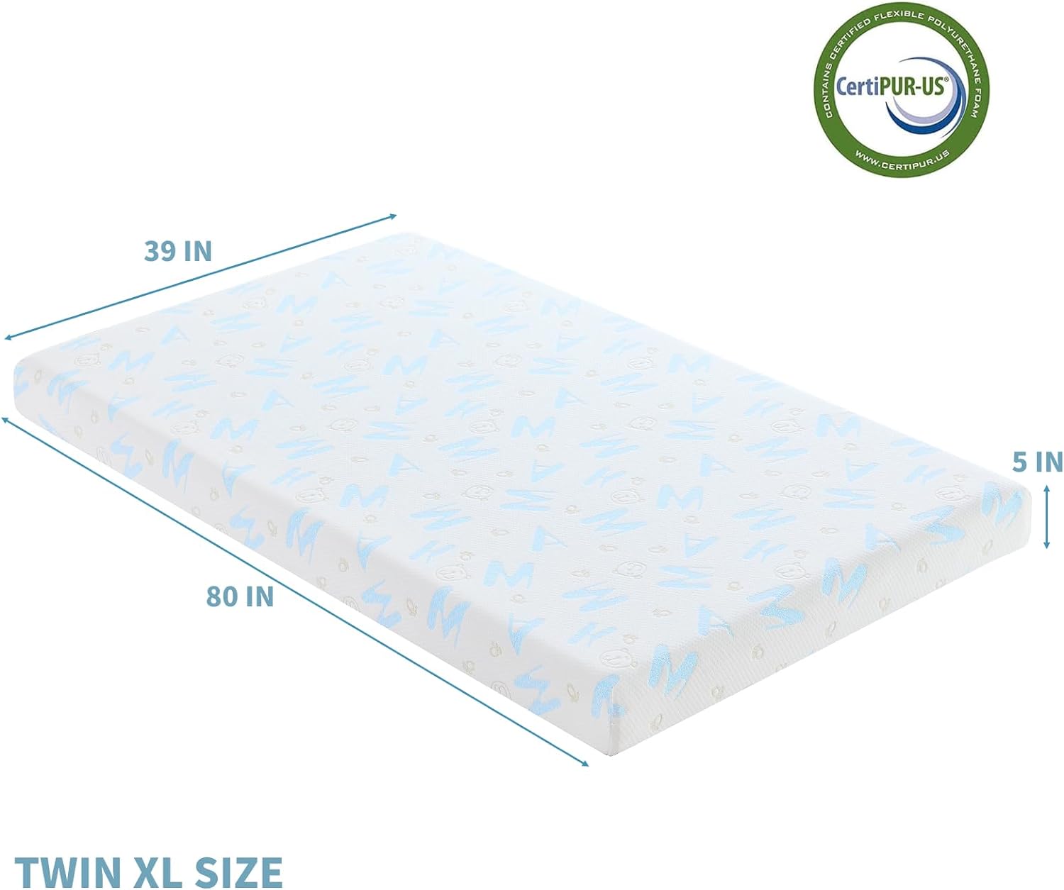 OUUI 5 inch Twin xl Mattress for Kids, Removable Washable Cover Cooling Memory Foam Medium Feel, Bed-in-a-Box, CertiPUR-US Certified