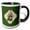 Black/White, variant on 3drose, Sparrow Birds, Christmas Decorated Birdhouse, Green Design, 11oz Two-tone Black Mug