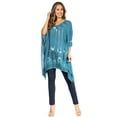 thumbnail image 5 of Sakkas Adalwin Third Tie Dye Desert Sun Circle Ponch Tunic Top Blouse W/Embroidery - 41-Teal - One Size, 5 of 5