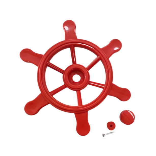 Juguete timón 14,17 pulgadas para juegos al libre, volante para niños, equipo juegos para casas en los árboles, rojo