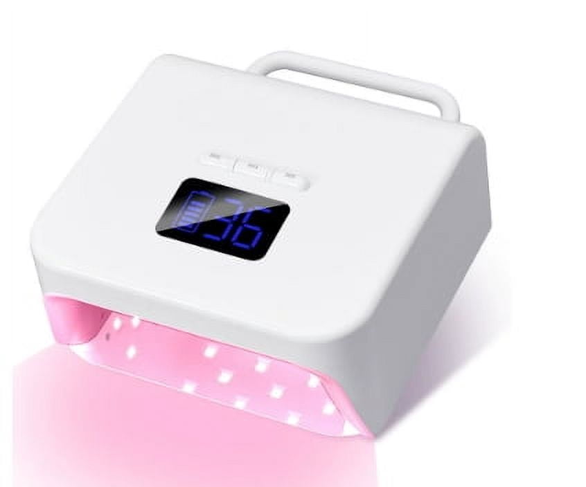 2025 NEW 220W High-Power Rechargeable Nail Lamp - Professional Fast-Drying UV/LED Nail Dryer for Salons（Color: Pink ，Light Color: White Light）