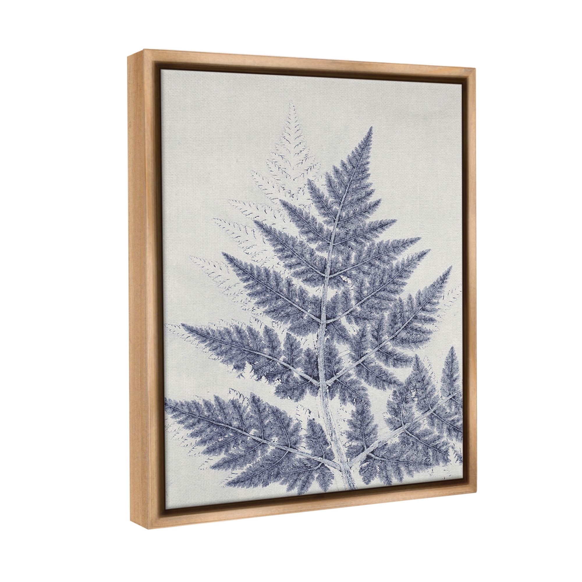 Stupell Industries Blue Fern Imprint Botanical & Floral Painting Brown Floater Framed Canvas Art Print Wall Art, 25 x 31