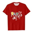 thumbnail image 3 of OJinShaWanO Barboteuse à Manches Courtes 2025 Thème France pour Enfants Mode Imprimé Manches Courtes Col Rond T-Shirt Rouge 8-9 Ans, 3 of 4