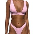 thumbnail image 4 of Aayomet Ensembles de Bikini Taille Haute pour Femmes Bikini Uni Multicolore (Rose, G), 4 of 5