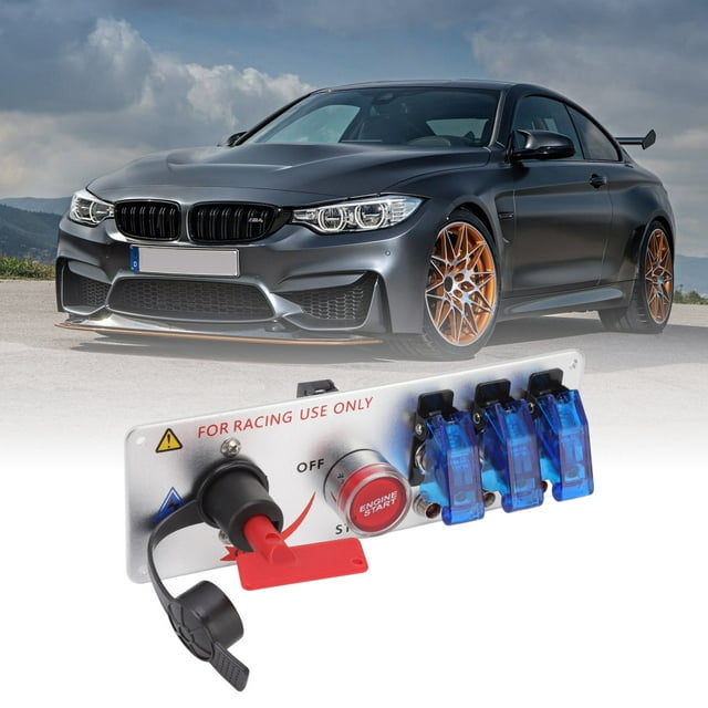 LED Toggle Ignition Switch Panel, 5in1 12V Car Switch Panel Racing with Engine Start Push Button for Racing Car RV Truck