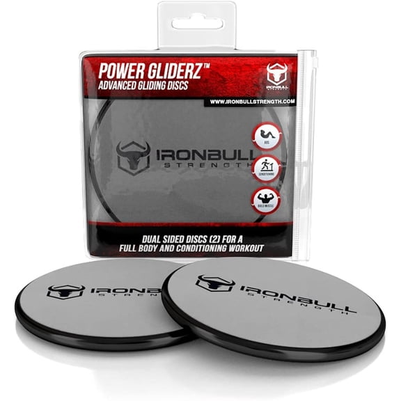 Iron bull Strength Gliding Discs (1 Pair Core Sliders) - Dual Sided Sliding Discs for Use on Carpet or Hardwood Floors