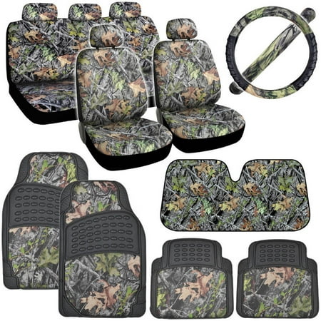 BDK Hawg Camouflage Car Seat Covers with Floor Mats, Steering Wheel Cover and Auto Shade Full