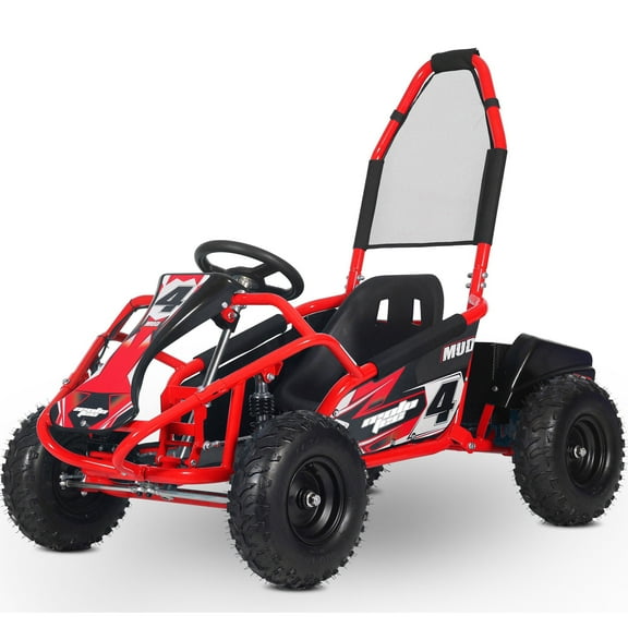 MotoTec Mud Kids Electric 48V 1000w Go Kart Full Suspension, Red
