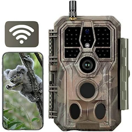 WiFi Trail Camera Game Cam 64MP 1296P HD Video Sound Recording Clear Night Vision & 0.1s High Sensitivity Motion Detection 120° Wide Angle for Wildlife Observation of Backyard Farm