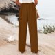 thumbnail image 5 of Pantalones anchos con cintura elástica para mujer: pantalones holgados y cómodos con bolsillos, cintura media, poliéster, para todas las estaciones, 5 of 8