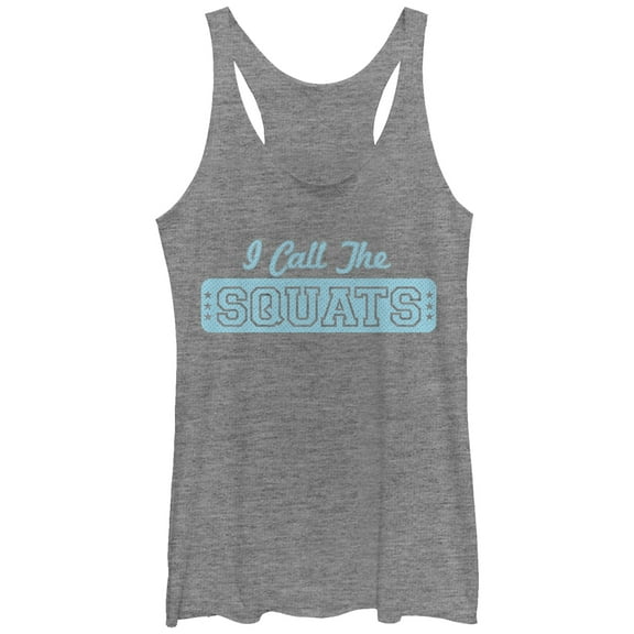 Women's CHIN UP Call the Squats Racerback Tank Top Gray Heather Large