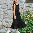 thumbnail image 4 of Xdegoge Girls Dresses Size 6X Items Maxi Long Smocked Dress Teen Girl Dresses for School Dance Spring Summer Dresses Sleeve A-Line with Belted Pockets Vestidos Para NiñAs, 4 of 5