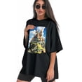 thumbnail image 3 of Plus Size Shirt for Women Black Tops for Women Short Sleeves Shirt for Women Castle (63） T Shirt Crewneck Shirt for Women 4XL, 3 of 5