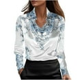 thumbnail image 2 of Craaazy Long Sleeve Tops for Women Casual Cowl Neck Long Sleeve Lapel Shirts Gifts, 2 of 5