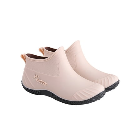 

Daeful Womens Work Shoes Slip On Garden Shoe Casual Rain Boots Kitchen Non-Slip Comfortable Waterproof Khaki-2 6