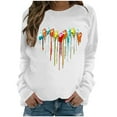 thumbnail image 2 of Aufmer Womens Long Sleeve Tees Multicolor Print Long Sleeve Round Neck Button Front Sweaters for Women Fashion Casual Ladies Sweatshirt Tops Blouse, 2 of 4