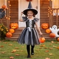 thumbnail image 5 of Girls Halloween Mesh Dress Costume Set With Matching Witch Hat, Two-Piece Outfit For Dance Recitals, Stage Performances, Dress-Up Parties, School Events And Themed Photo Sessions, 5 of 7