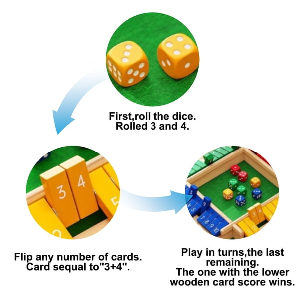 Liyamei Shut The Game Shut The Wooden Dice Jeu de Société Quatre Flip Jeu de Cartes Amélioré Dice en Bois pour 2 4 Joueurs Améliore les Compétences Mathématiques pour la Classe Maison Liyamei Shut The Game Shut The Wooden Dice Jeu de Société Quatre Flip Jeu de Cartes Amélioré Dice en Bois pour 2 4 Joueurs Améliore les Compétences Mathématiques pour la Classe Maison