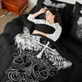 thumbnail image 4 of Feelyou Teens Western Goth Art Twin Bedding Sets 7-Piece, Angel Wings Cross Print Bedding Comforter Set, Cartoon Graffiti Reversible Sheet Sets, Ultra Soft Bedroom Decor, 4 of 7