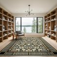 thumbnail image 2 of ODIKA Tan Striped Border Lattice Layout Blocks Banded Lines Farmhouse Ivory Flowing Low Profile Flatwoven for Great Room, Indoor Open Concept, Large Living, 2 of 7