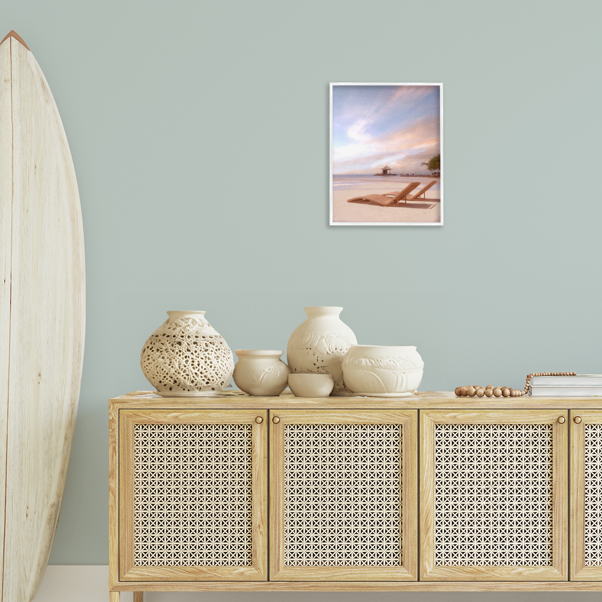 Stupell Industries Lounging Beside Sea Landscape Painting White Framed Art Print Wall Art, 16 x 20