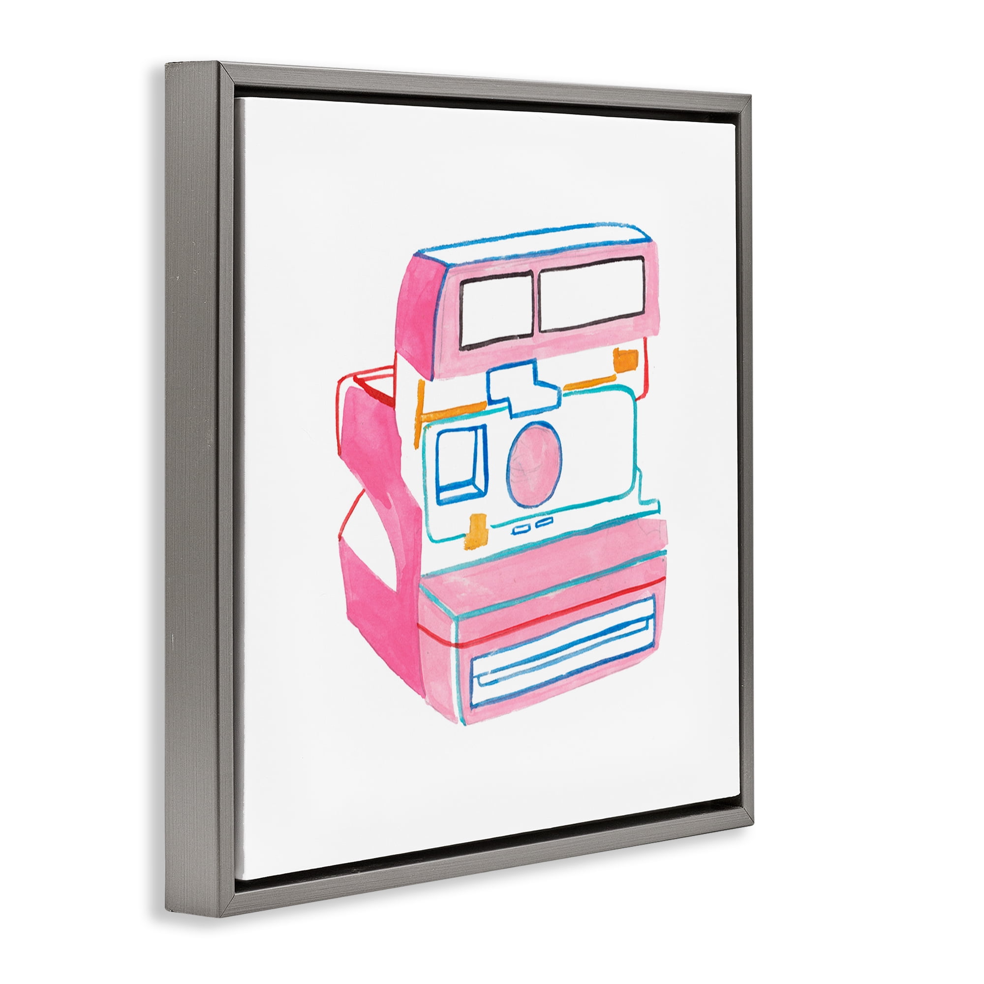 Stupell Industries Retro Film Camera Novelty Painting Gray Floater Framed Art Print Wall Art, 25 x 25