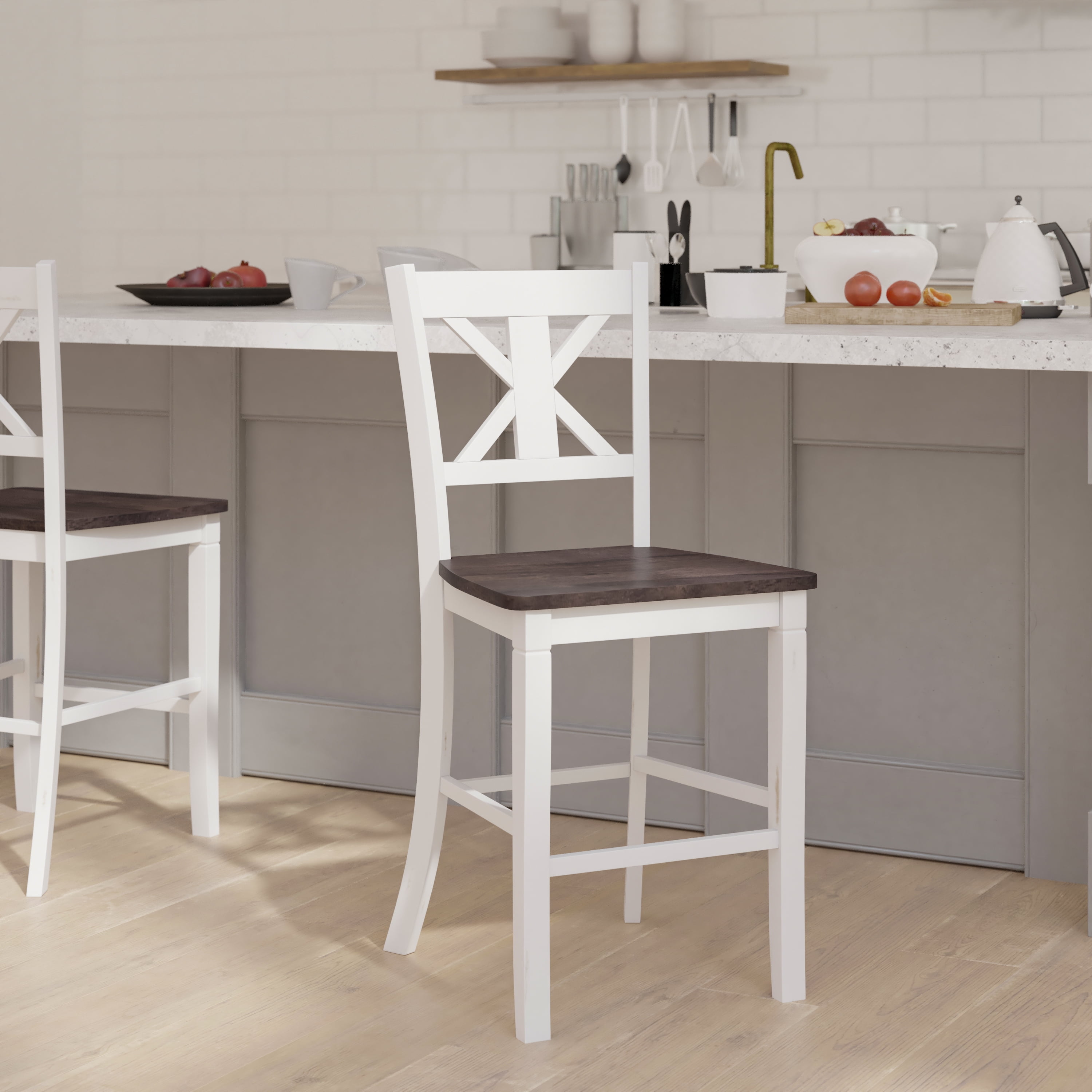 Emma + Oliver Wooden Modern Farmhouse Counter Height Dining Stool in 