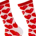 thumbnail image 4 of Valentine's Day Socks for Women, Pink Ribbon & Red Heart Design, Soft Stretch Nylon Spandex Crew Socks, One Size Fits Most,Size Free Size, 4 of 5