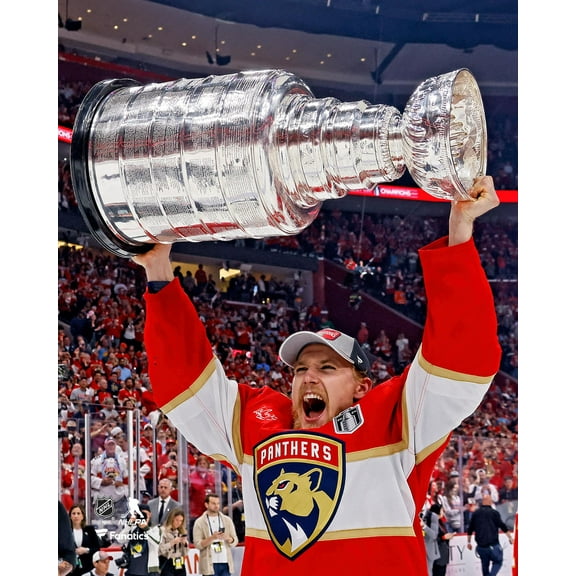 Gustav Forsling Florida Panthers Unsigned 2024 Stanley Cup Champions Raising Cup Photograph
