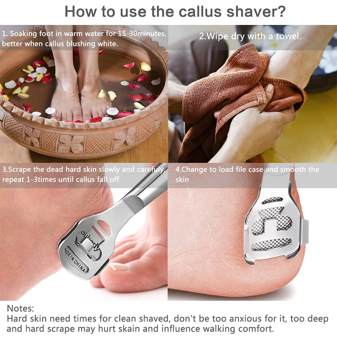 Triani Quality Corn Plane Callus Remover Shaver Cutter Eliminator Razor With 10 Extra Sharp Refill Blades,  Professional Pedicure Foot Care for Women Men