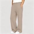 thumbnail image 5 of WAVSUF Girls Fleece Sweatpants Elastic Waist Side Pockets Wide Leg Fall Winter Warm Pants Khaki 7-8, 5 of 9