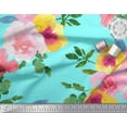 thumbnail image 1 of Soimoi Velvet Fabric Flower & Leaves Watercolor Fabric Prints By Yard 58 Inch Wide, 1 of 3