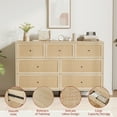 thumbnail image 5 of Rattan Dresser for Bedroom, Modern 7 Drawer Double Dresser with Black Handles, Wood Storage Chest of Drawers fo Bedroom,Living Room,Hallway (Natural), 5 of 9