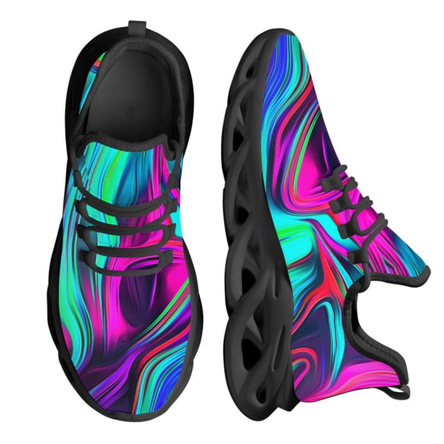 Zapatillas deportivas para hombre con diseño psicodélico en colores elegantes, cómodas y transpirables, de malla, informales, planas para exteriores.