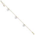 thumbnail image 2 of Real 14kt Two-tone Twisted and Diamond Cut Hearts 9in Plus 1in ext Anklet; 9 inch; for Adults and Teens; for Women and Men, 2 of 4