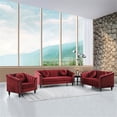 thumbnail image 3 of Pemberly Row 3 Pcs Red Microfiber Living Room Set Modern Velvet Sofa Set pillow, 3 of 9