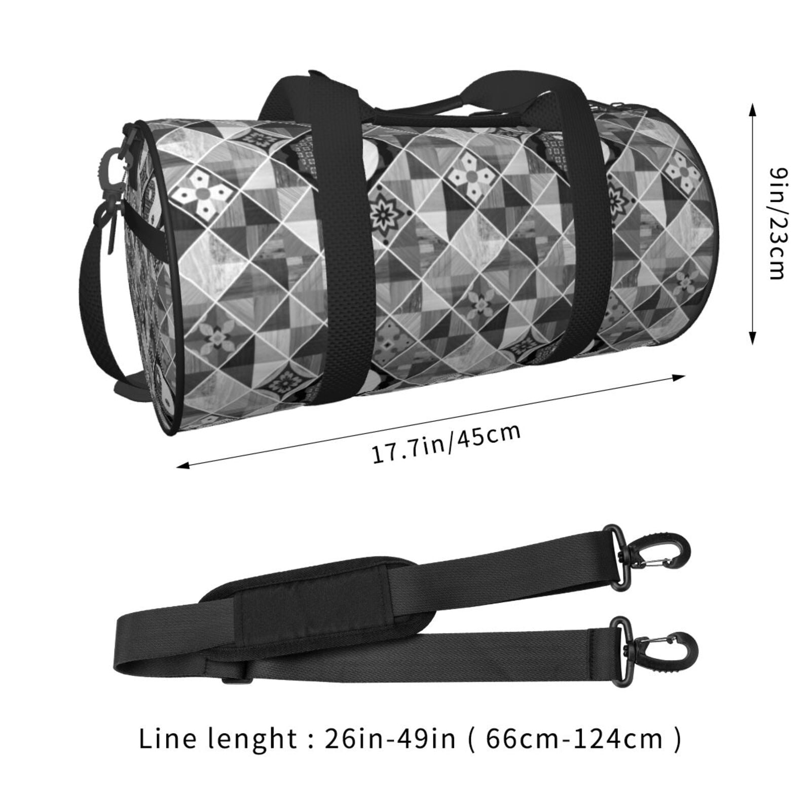 Vsdgher Yin Yang With Black And White 45L Foldable Duffel Bag, Sports Gym Bag,Overnight Bag, Portable Weekender Bag for Airplanes