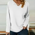 thumbnail image 5 of Women's Solid Color V Neck Long Sleeve Top Shirt Blouse Loose Fit Button Sleeve Casual Daily Wear Business Office Outfits Fashion Essential Gift for Women | Aestivo,White XL, 5 of 9