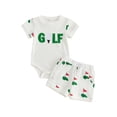 thumbnail image 2 of Baby Summer Outfits Casual Baseball/Golf Themed Crew Neck Short Sleeve Romper and Shorts 2 Pcs Set, 2 of 10