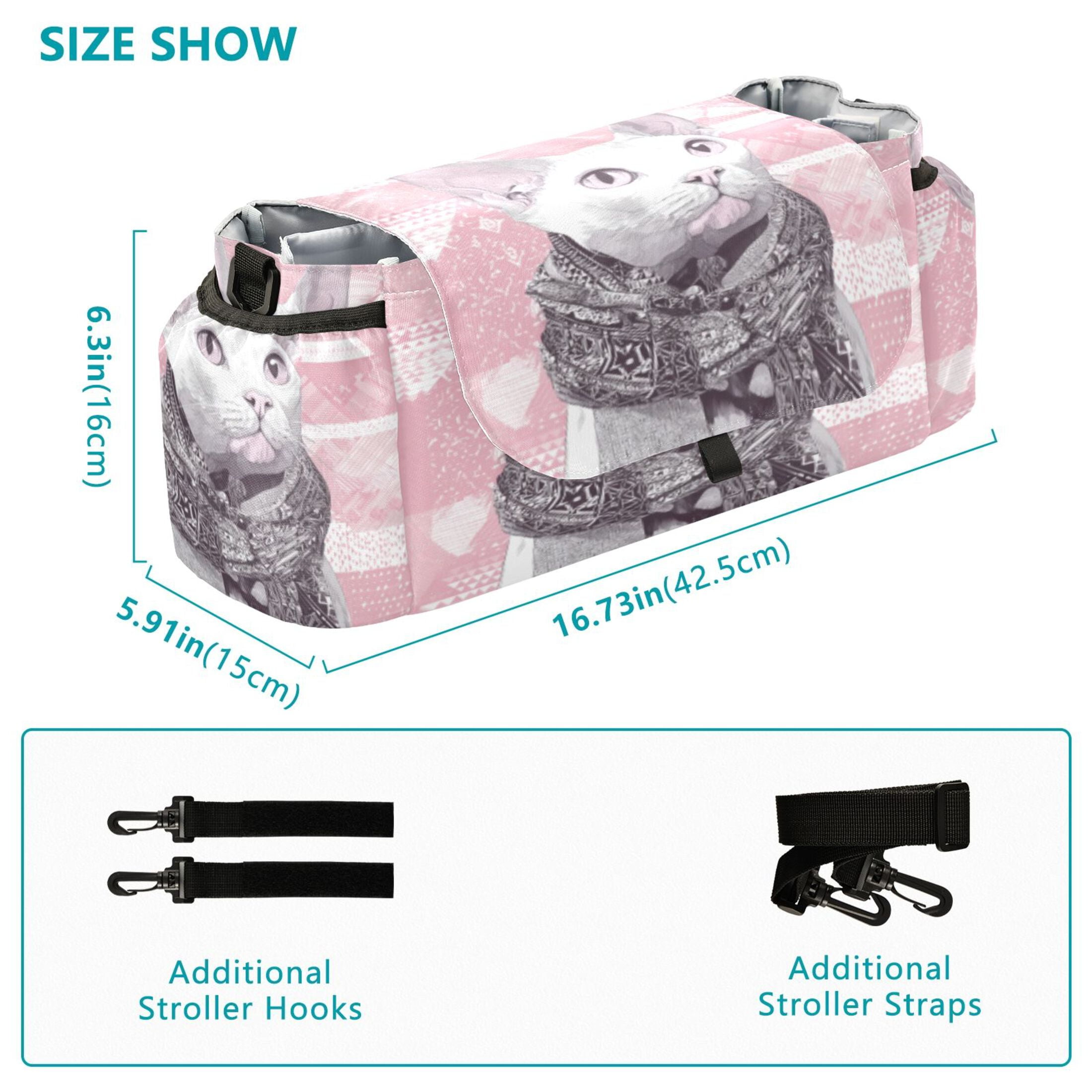 DIXRUYEE Stroller Organizer Scarfed White Cat Printed