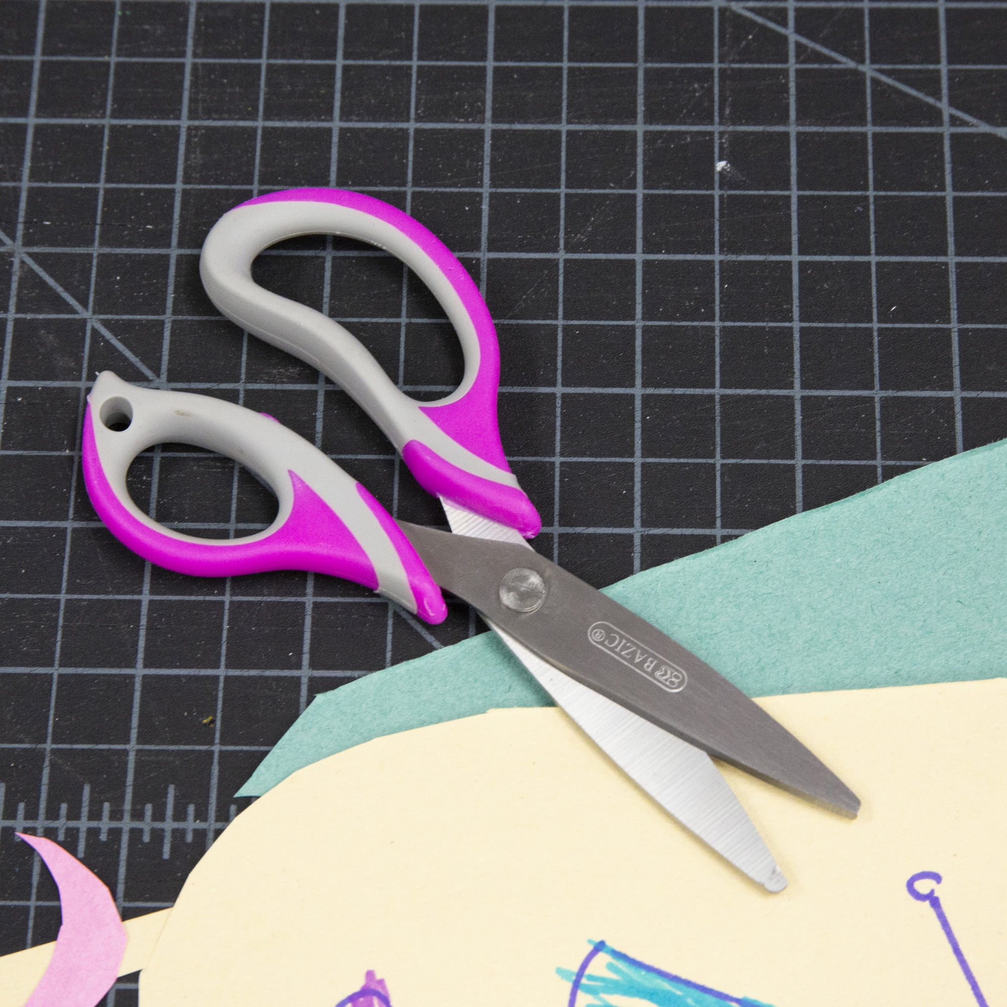 BAZIC 5.75" Two-Tone Soft Grip Kids Stainless Steel Scissors, 24-Pack