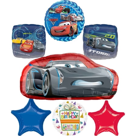 Anagram Cars Birthday Party Supplies 7pc Jackson Storm Foil Balloon Bouquet Decorations