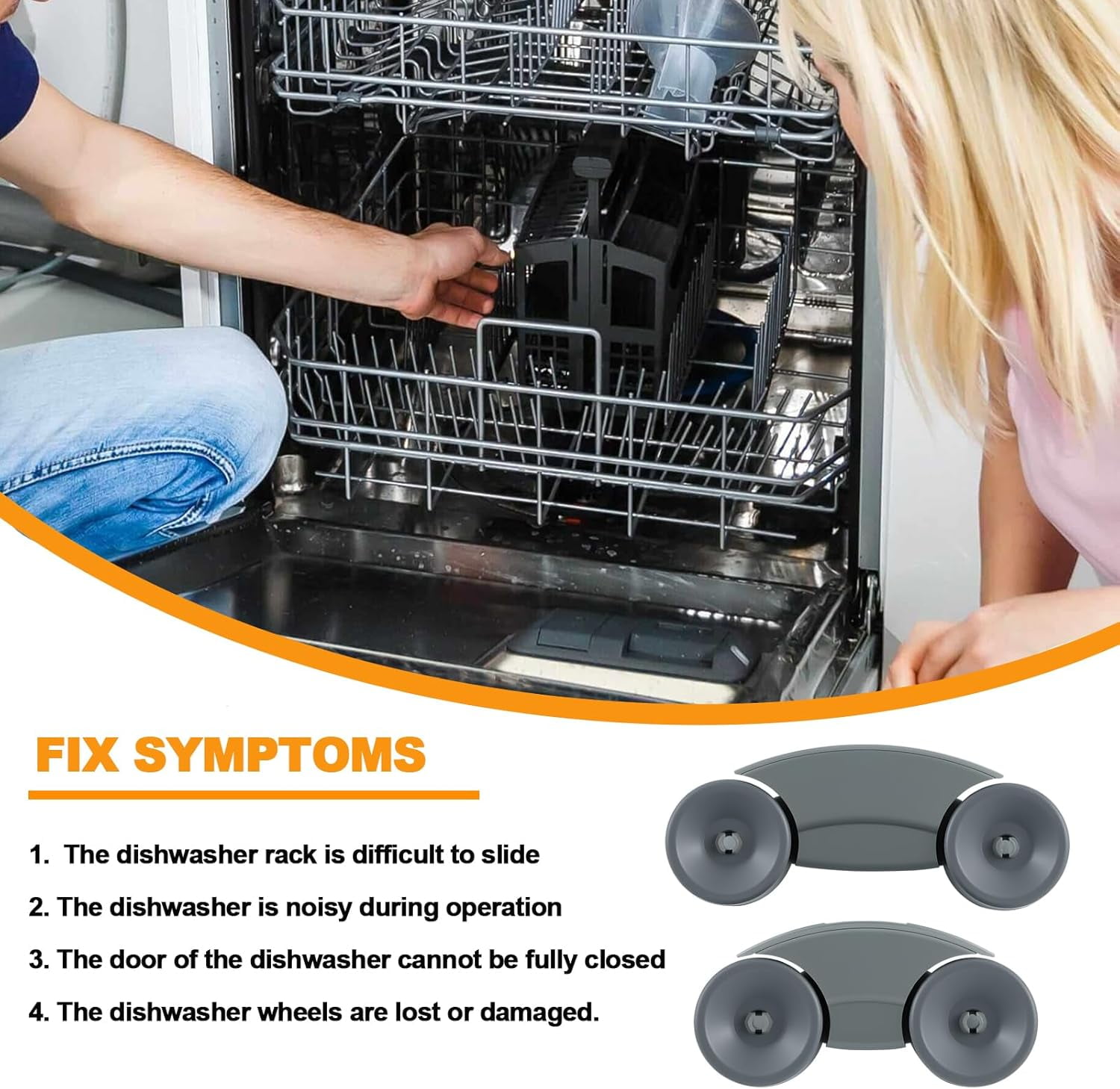 Upgraded  Dishwasher Wheels Lower Rack Replacement Parts for  Dishwasher Roller Wheels Bottom Rack  Dishrack Parts Lower Roller Axle 4 Kits