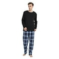 thumbnail image 3 of GLOBAL Men's 100% Cotton 2-Piece Flannel Pajama Sets - Crew Neck Knit Top Flannel Pants (S-XXL) | Soft, Breathable Sleepwear for Men, 3 of 5