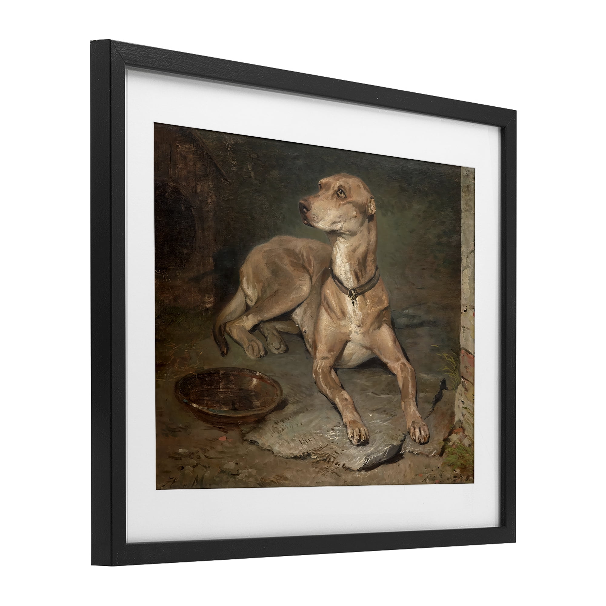 Stupell Industries Historical Dog & Bowl Black Framed Print Under Glass, design by Lil' Rue