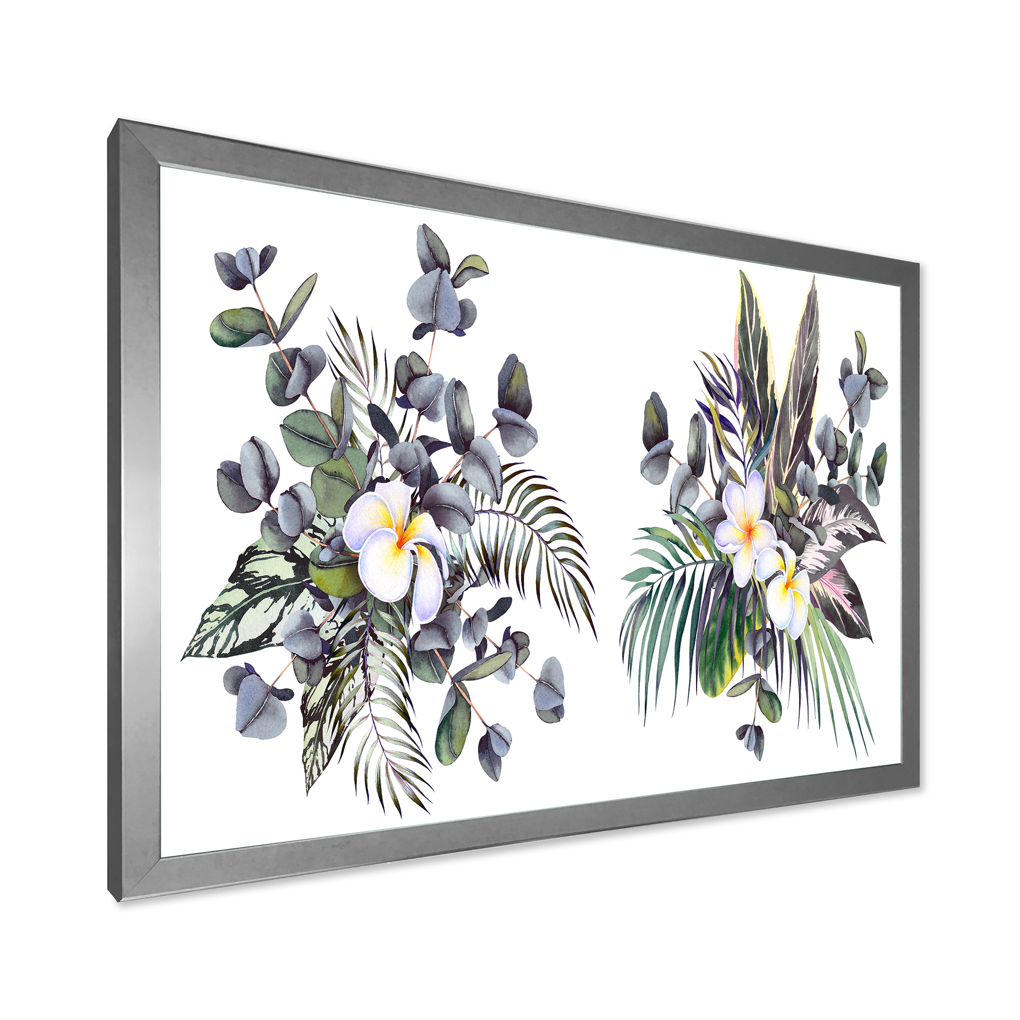 Designart 'Plumeria Frangipani Flowers With Tropical Bouquets' Traditional Framed Art Print