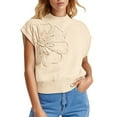 thumbnail image 2 of JIAYUE Vest for Women Floral Jacquard Sleeveless Knit Pullover Slim Fit Solid Color For Ladies Spring Summer Wear, 2 of 4