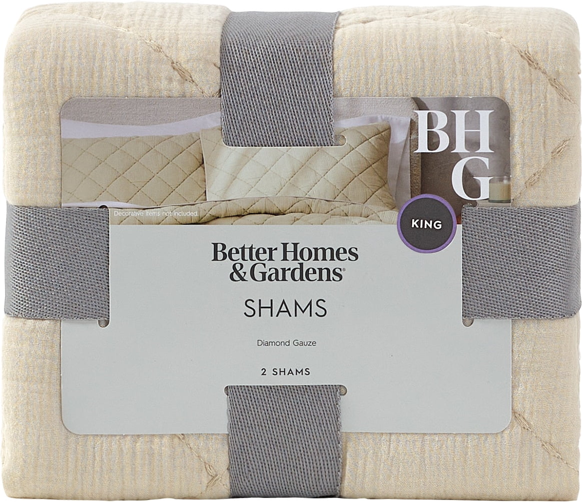 Better Homes & Garden Diamond Gauze Shams, King, Beige, 2 Pack