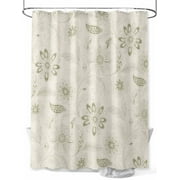 Shower Curtain Sage Green Paisley Pattern Bathroom Curtains with Hooks, Waterproof Fabric Boho Tribal Vintage Flowers Bath Shower Curtains Set for Bathroom Bathtubs Decor 36x72 Inch
