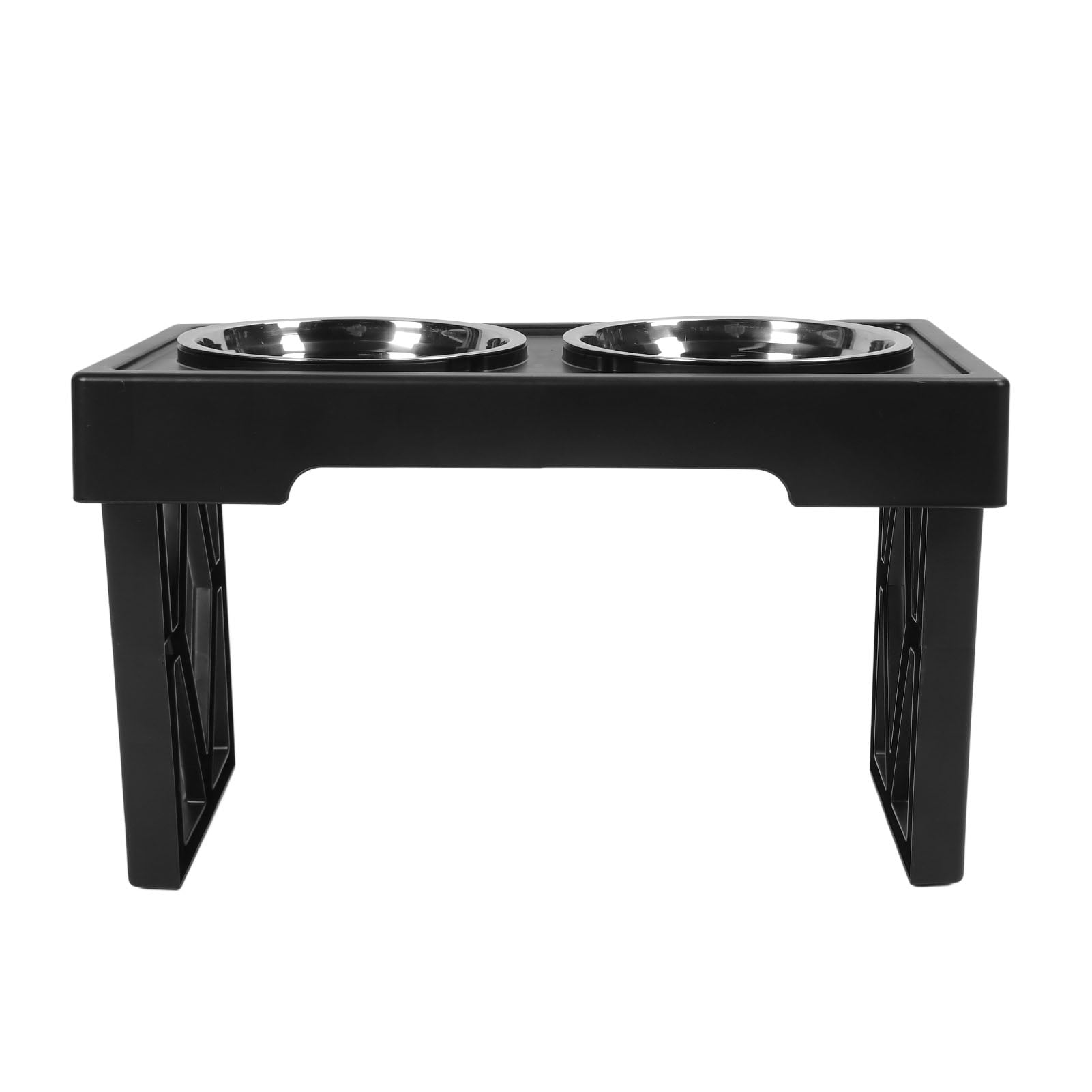 Nieyigj Premium Elevated Dog Bowls Prevent Slip Height Adjustable Raised Dog Bowl Stand with 2 Removable Stainless Steel Food Bowls for Dogs Cats, 19.68 inches / 50 cm Black